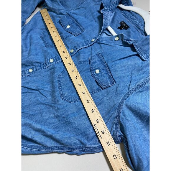 Talbots Blue Chambray Denim Button Up Long Sleeve Shirt Top Size Large Lyocell - Picture 4 of 16
